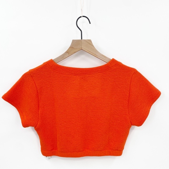 Madewell V-Neck Crop Tee Brilliant Tangerine Large - Picture 3 of 8